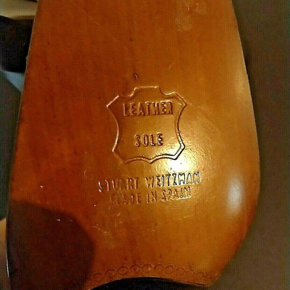 Stuart Weitzman Women's Sz 8 Brown Shimmer Square Toed Rhinestone Heels - Picture 4 of 7